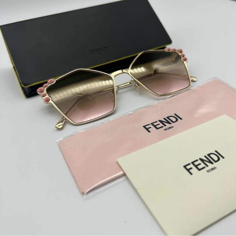 Fendi CAT EYE FF 0261/S gold/brown pink shaded (000/53) Sunglasses New box cloth - Picture 3 of 14